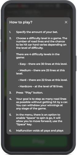 Instrucciones de Chicken Road 2 sobre cómo apostar y elegir dificultad